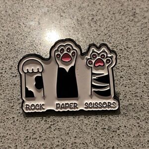 Cute Rock Paper Scissors Cat Paw Pin